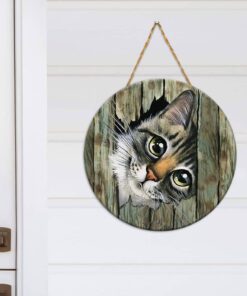 Cat Decor Lovely Round Wooden Sign NTB159WDv2