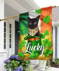 Cat Lucky Irish Shamrock Flag DBD3221F