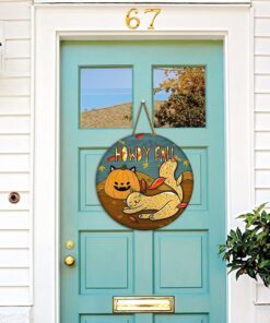 cat round door sign happy autumn howdy fall lnt514wd 4833
