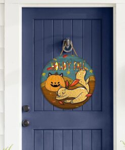 cat round door sign happy autumn howdy fall lnt514wd 8699