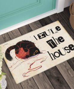 cat rules the house funny doormat mbh235dm 4804