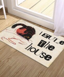 cat rules the house funny doormat mbh235dm 4871