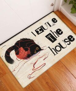 cat rules the house funny doormat mbh235dm 7369