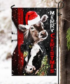 cattle cow merry christmas flag thh3493f 4461