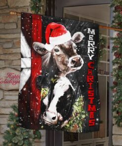 cattle cow merry christmas flag thh3493f 4704