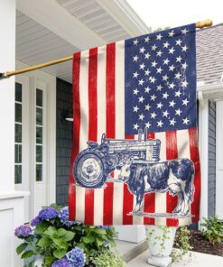 Cattle Flag Tractor Cow American Flag TRV1975F