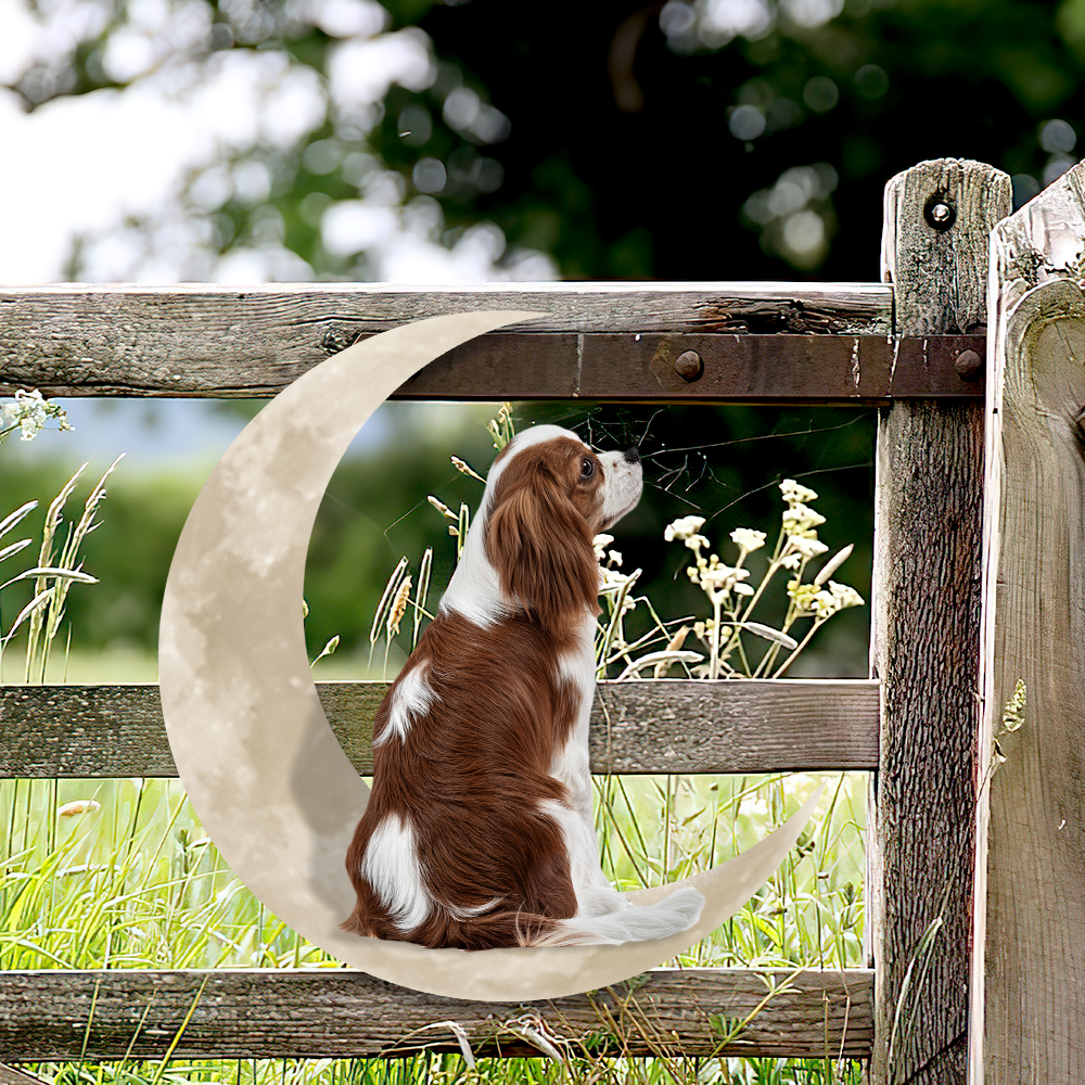 Cavalier King Charles Spaniel And Moon Hanging Metal Sign QNK879MSv13 - Image 4
