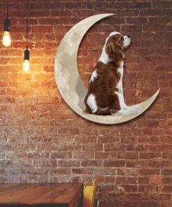 Cavalier King Charles Spaniel And Moon Hanging Metal Sign QNK879MSv13