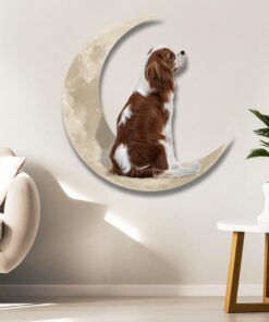 cavalier king charles spaniel and moon hanging metal sign qnk879msv13 7625