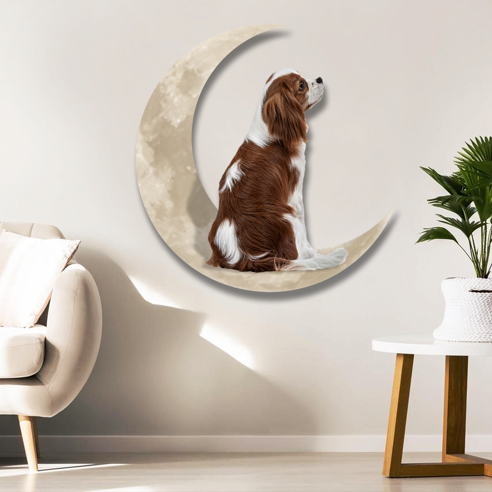 Cavalier King Charles Spaniel And Moon Hanging Metal Sign QNK879MSv13 - Image 3