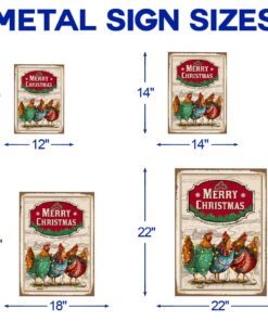 chicken christmas hanging metal sign three hens with light vintage tqn662ms 8018