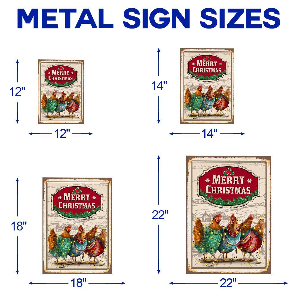 Chicken Christmas Hanging Metal Sign Three Hens With Light Vintage TQN662MS - Image 7