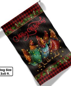 chicken hen christmas flag three hens tqn658f 6829