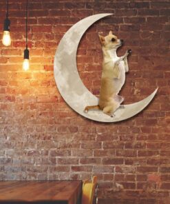 Chihuahua Dog And Moon Hanging Metal Sign QNK879MSv2