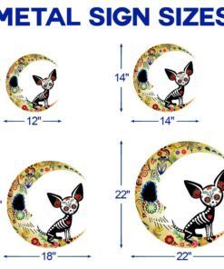 chihuahua on the moon sugar skull hanging metal sign qnn678msv1 3726