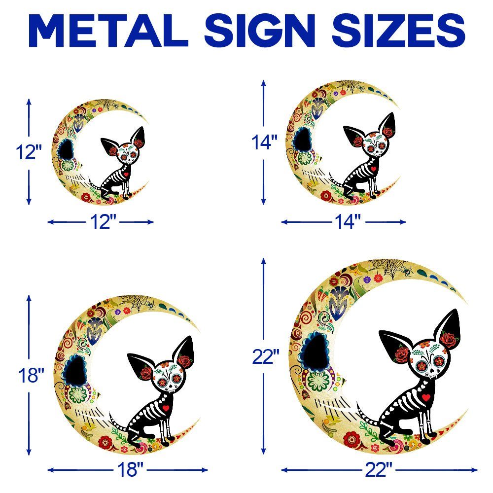 Chihuahua On The Moon Sugar Skull Hanging Metal Sign QNN678MSv1 - Image 5