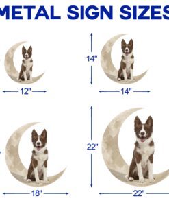 chocolate border collie dog and moon hanging metal sign qnk879msv11b 4560