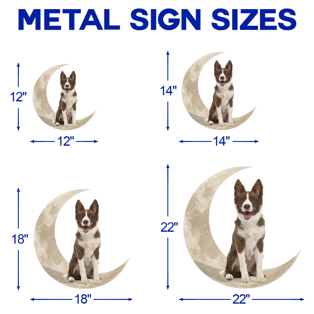 Chocolate Border Collie Dog And Moon Hanging Metal Sign QNK879MSv11b - Image 5