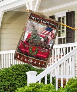 chocolate lab merry christmas flag lha1118fv1 2043