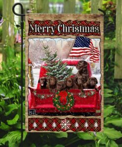 chocolate lab merry christmas flag lha1118fv1 7312