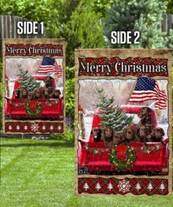 chocolate lab merry christmas flag lha1118fv1 7536