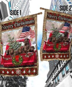 chocolate lab merry christmas flag lha1118fv1 8312