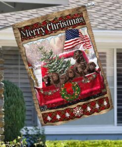 chocolate lab merry christmas flag lha1118fv1 8498