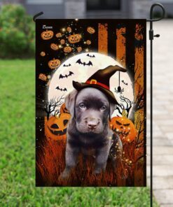 chocolate labrador happy halloween flag 3132