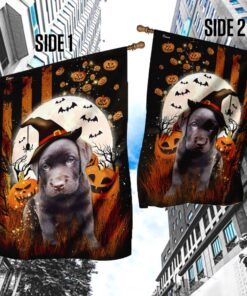 Chocolate Labrador Happy Halloween Flag