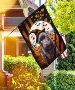 chocolate labrador happy halloween flag 5860