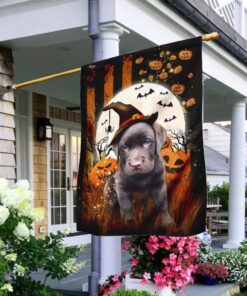 chocolate labrador happy halloween flag 8540