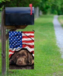 chocolate labrador retriever. american patriot flag 2821