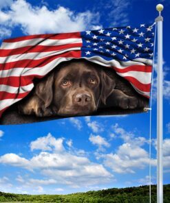 chocolate labrador retriever. american patriot grommet flag thh2903gfv5 5952