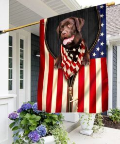 Chocolate Labrador Retriever American Patriot Flag THN3626Fv1