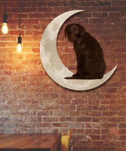 Chocolate Labrador Retriever And Moon Hanging Metal Sign QNK879MSv1b