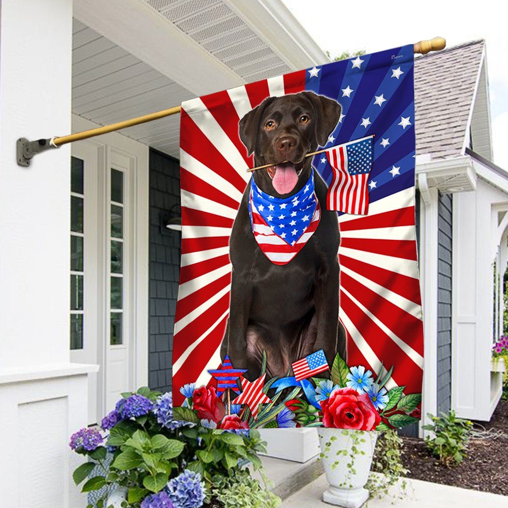 Chocolate Labrador Retriever Dog Flag 4th Of July Independence Day TQN205Fv1