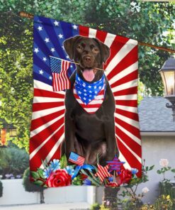 chocolate labrador retriever dog flag 4th of july independence day tqn205fv1 3004