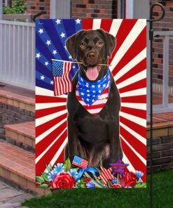 chocolate labrador retriever dog flag 4th of july independence day tqn205fv1 6346
