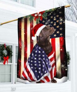 Chocolate Labrador Retriever Flag Merry Christmas ANL285Fv3