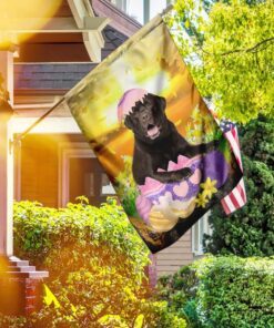 Chocolate Labrador Retriever Is Ready For Easter Flag