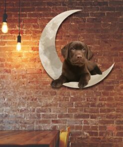 Chocolate Labrador Retriever On The Moon Hanging Metal sign QNK1012MSv1b