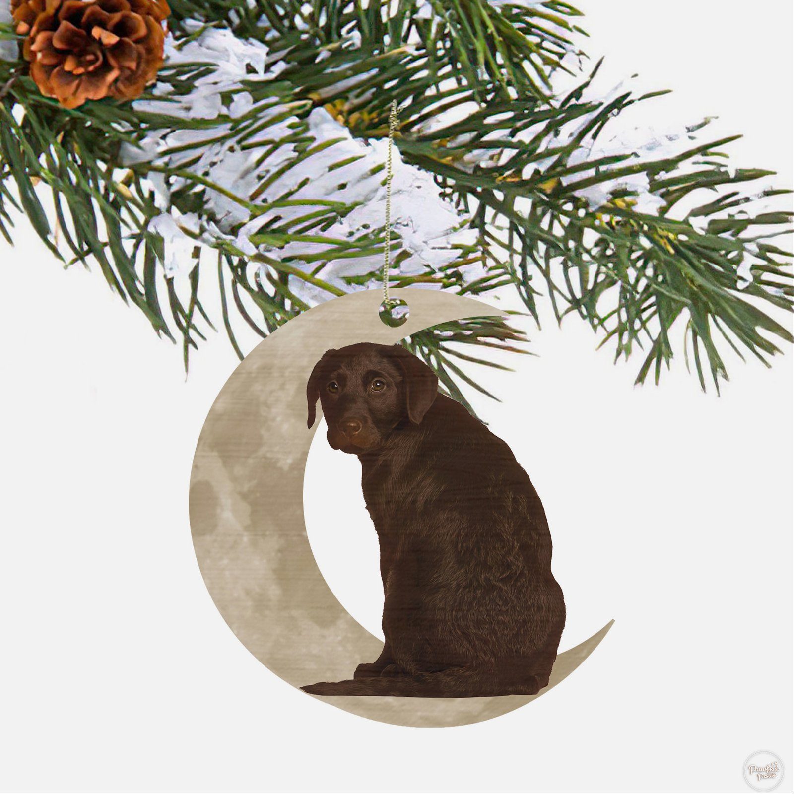 Chocolate Labrador Retriever Ornament, Lab On The Moon Christmas Ornament QNK879Ov1b