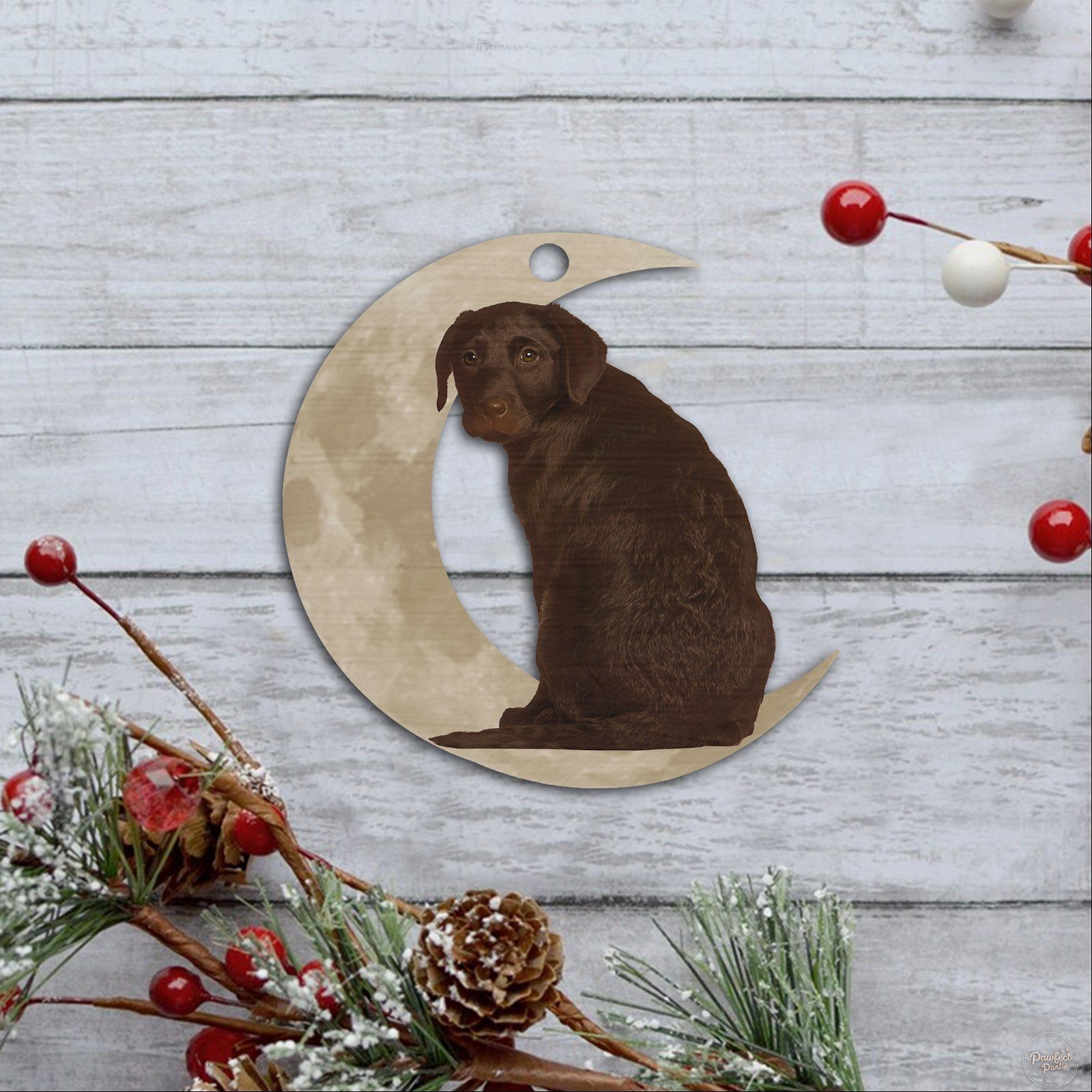 Chocolate Labrador Retriever Ornament, Lab On The Moon Christmas Ornament QNK879Ov1b - Image 6