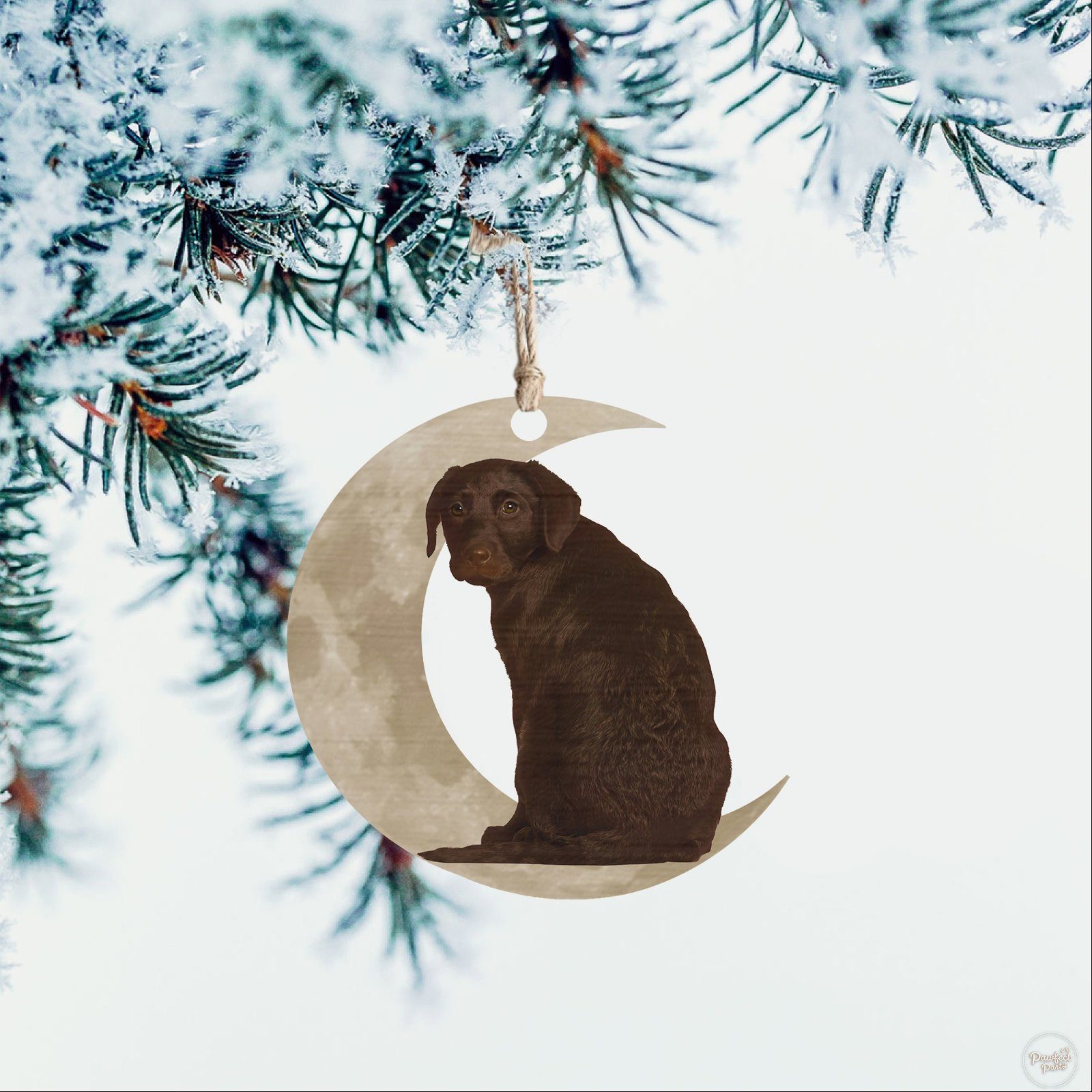 Chocolate Labrador Retriever Ornament, Lab On The Moon Christmas Ornament QNK879Ov1b - Image 4