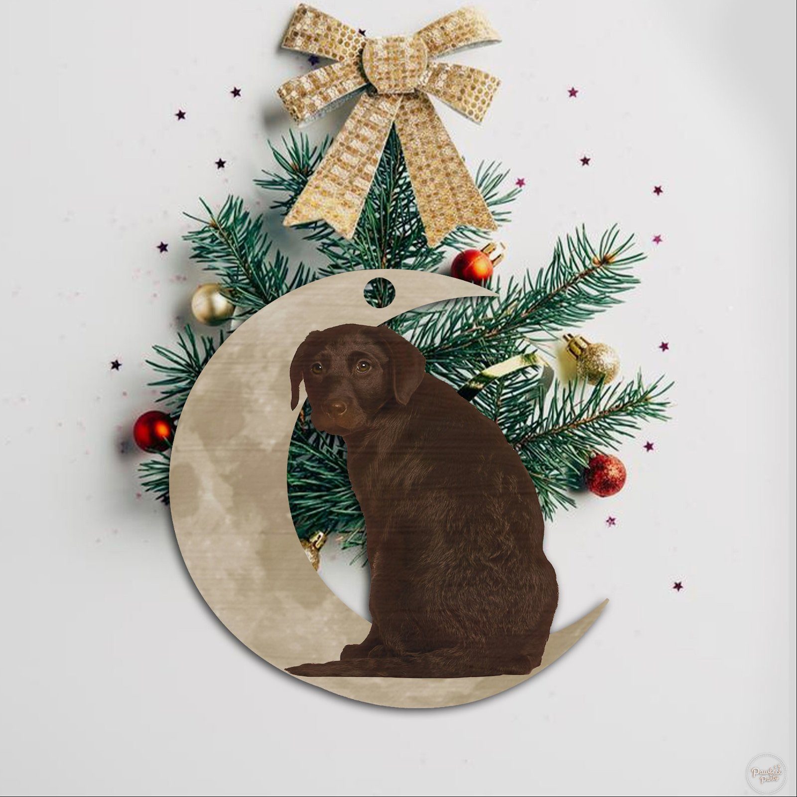 Chocolate Labrador Retriever Ornament, Lab On The Moon Christmas Ornament QNK879Ov1b - Image 5