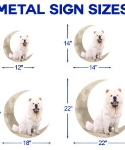chow chow dog and moon hanging metal sign qnk879msv58 3574