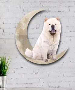 chow chow dog and moon hanging metal sign qnk879msv58 7376