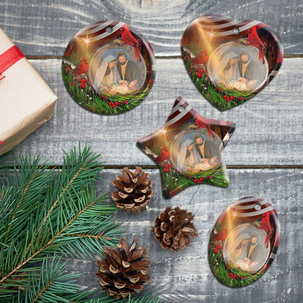 Christ Is Born Ceramic Ornament