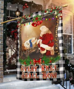 Christian Christmas Santa Claus Every Knee Shall Bow Flag MLN662F