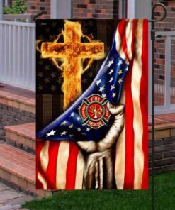christian cross, firefighter american flag tpt196f 2077